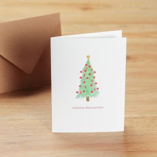 Weihnachtskarte Baum mit roten Kugeln