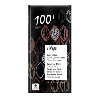 Schokolade Edel Bitter 100% Kakao + Nibs